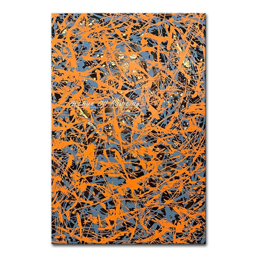 Arthyx,Hand Painted Copy Jackson Pollock Style Oil Painting on Canvas