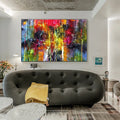 Hand painted Thick Impasto Multicolor Drip Canvas Oil Painting