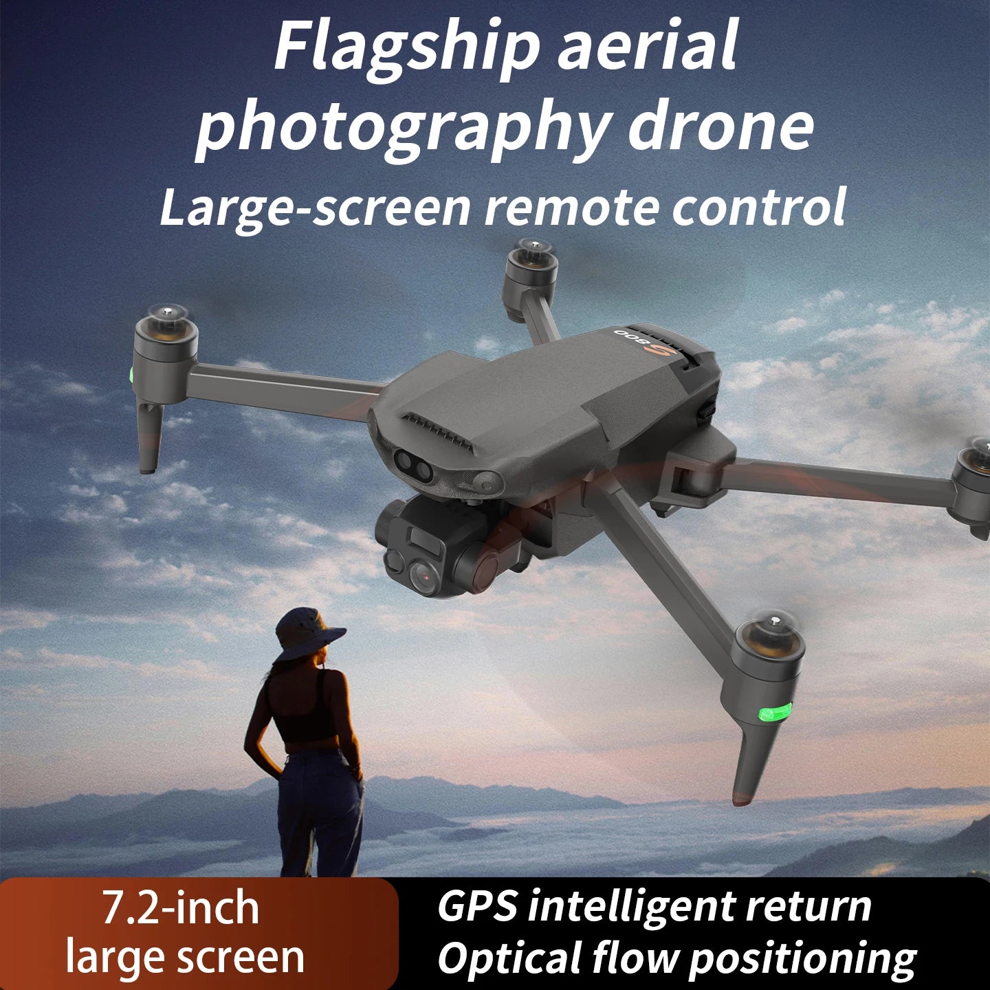 S800 4K GPS Drone 7.2" HD Screen Controller 50 Min Flight Time 6KM Long Range 3-Axis Gimbal Follow Me Perfect Travel Vlogging