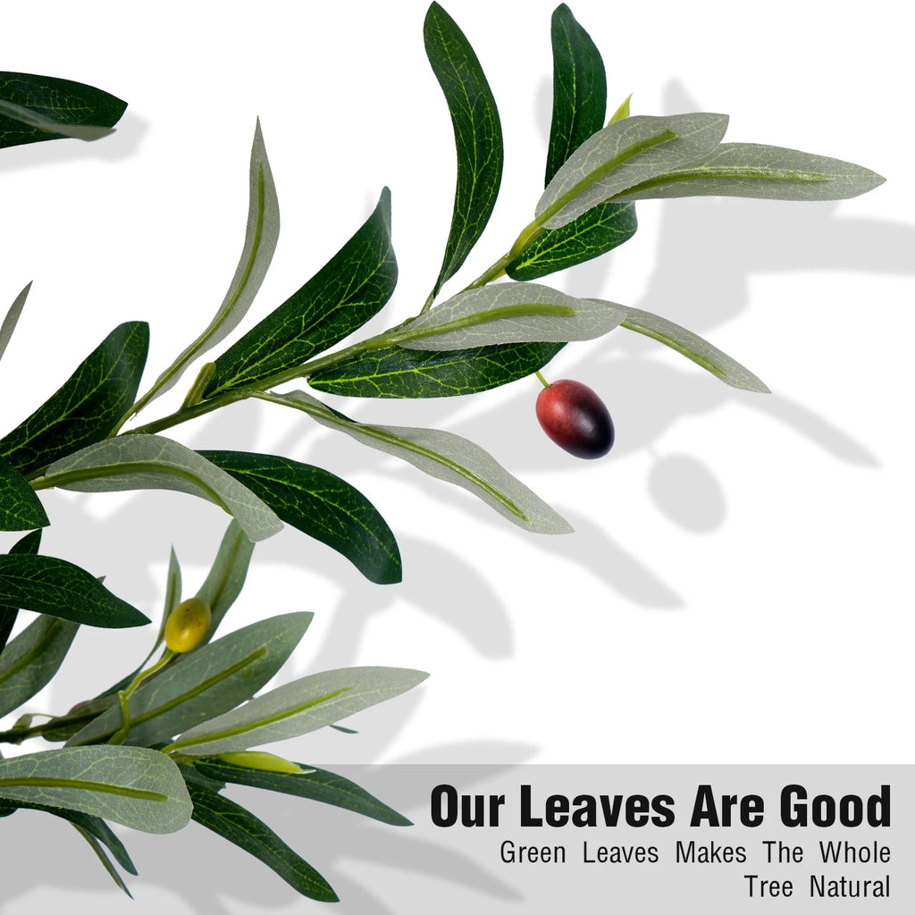 Artificial Indoor Olive Trees, 5.25/6.10/7.10FT Tall Faux Olive Tree with Black Pot,