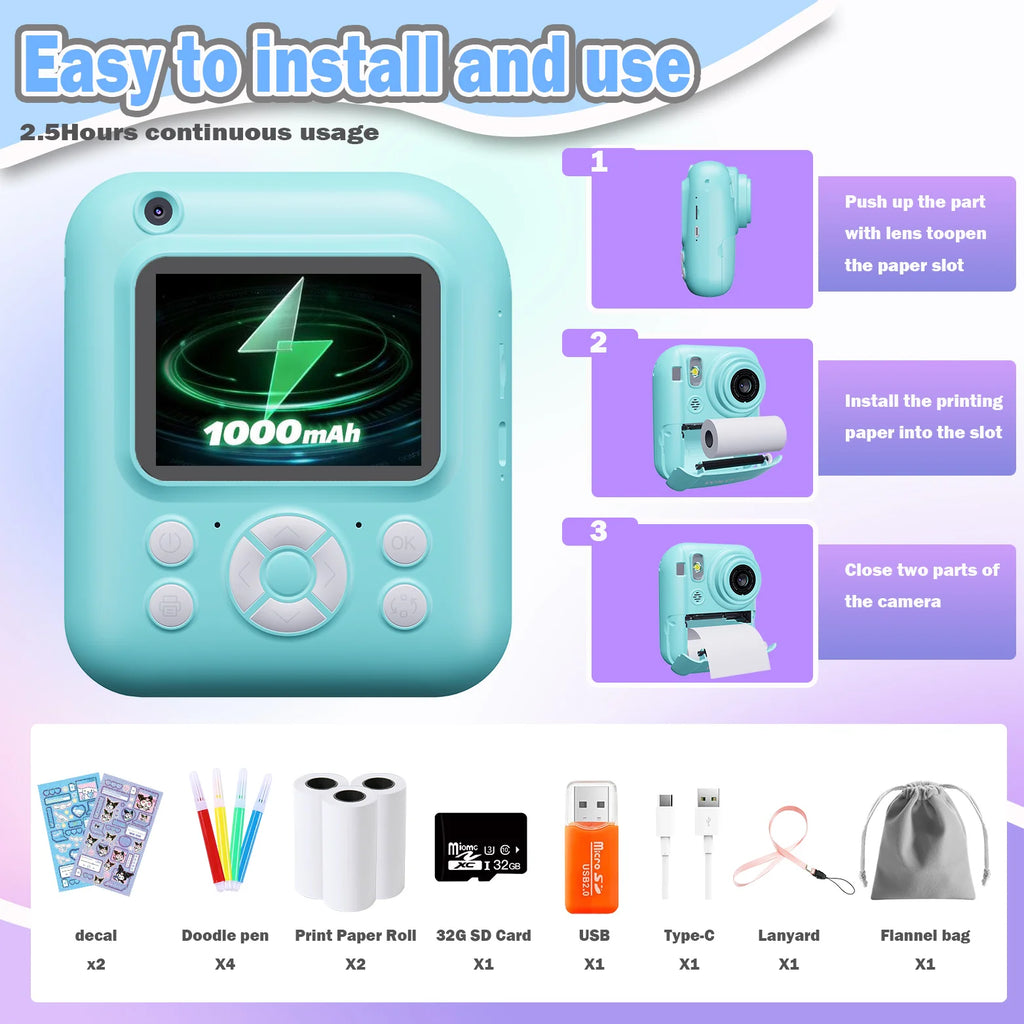 1080P HD Ditigal Camera 2.4 Inch Screen, Selfie Video Camera, USB Cable/Color Pen/Bag/ Included,