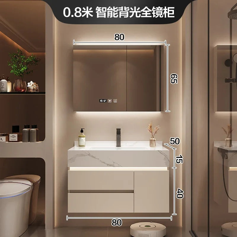 Luxury Bathroom Vanity Cabinet with Storage, Mirror, Wall Shelves
