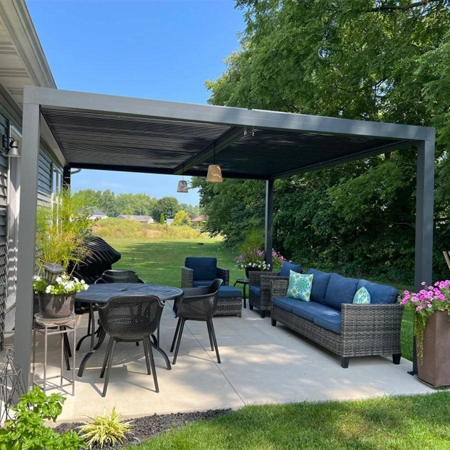 Motorized Louvered Roof Aluminum Pergola,