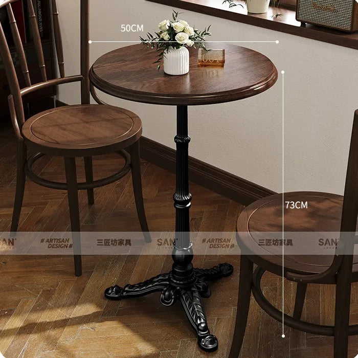 American Retro Cafe Solid Wood Table and Chair Combination Milk Tea Dessert Bakery Restaurant Commercial Dining Table and Chair