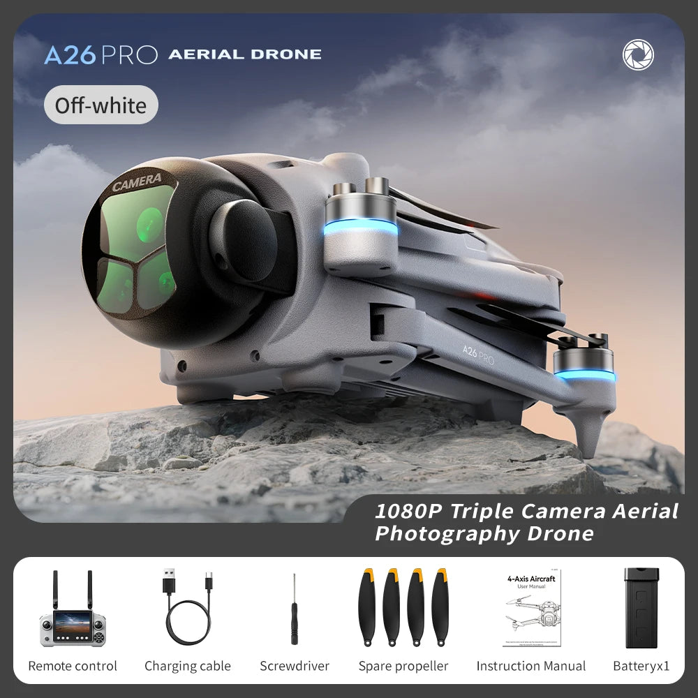 Original A26 Pro GPS Drone 4K HD Excellent Imaging Flagship Triple Camera FPV Brushless Obstacle Avoidance Foldable Quadcopter