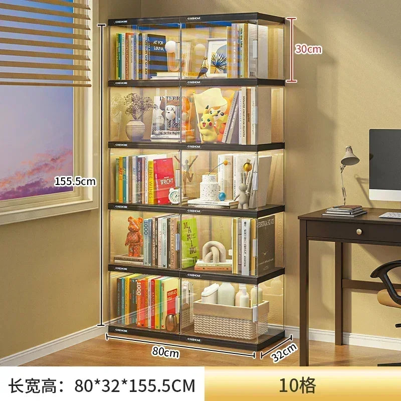 Nordic Living Room Display Cabinet Bookshelf Storage Organizer With Lights