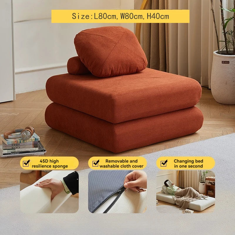 Fabric single, small-sized living room folding dual-use sofa, sofa bed
