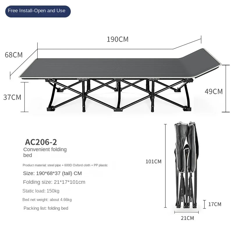 Heavy Duty Folding Camping Cot with Detachable Mattress
