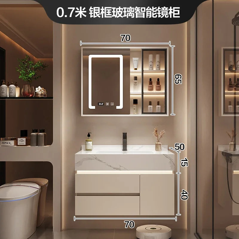 Luxury Bathroom Vanity Cabinet with Storage, Mirror, Wall Shelves