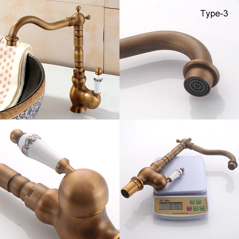 Antique Bronze 360 Degree Turn Bathroom Sink Faucet