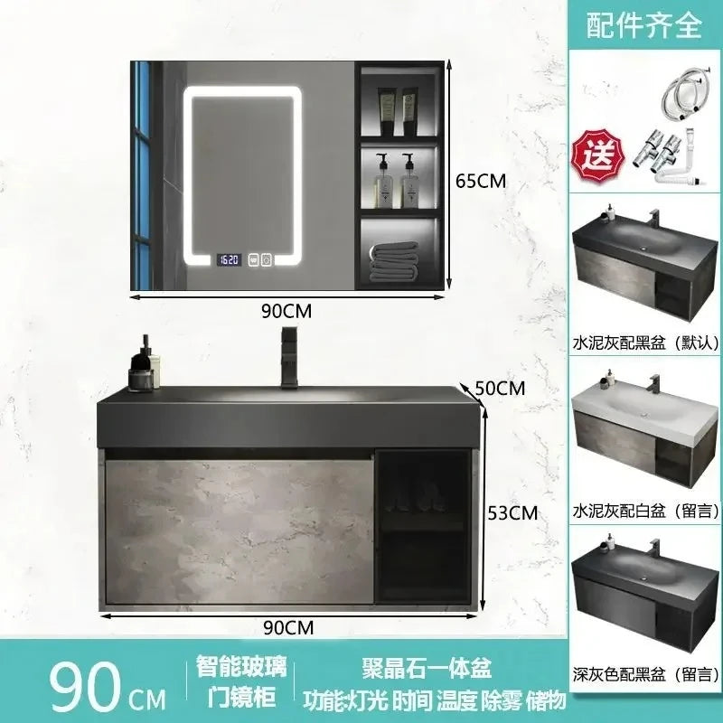 Modern Bathroom Cabinet, Smart Mirror, Integrated Washbasin Bathroom Vanity Cabinets with Sink
