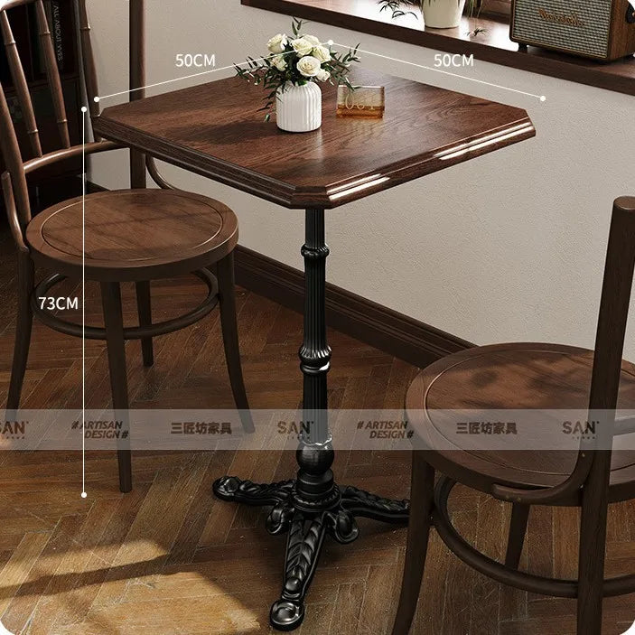 American Retro Cafe Solid Wood Table and Chair Combination Milk Tea Dessert Bakery Restaurant Commercial Dining Table and Chair