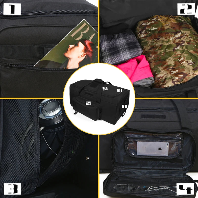 124L Large Capacity Tactical Duffel Bag Rolling Luggage