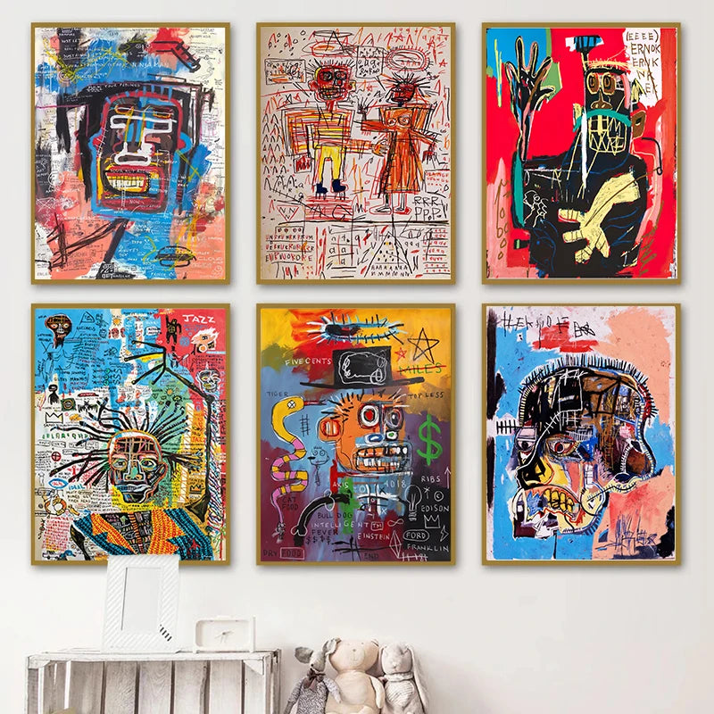 Graffiti Artist Jean Michel Abstract Canvas Art Poster and Print Canvas Paintings
