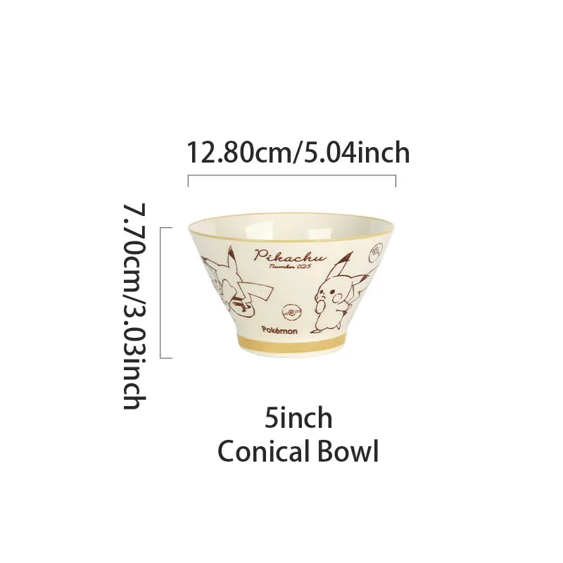 SHUNXIANG Pokémon Ceramic Tableware Set Pikachu Cartoon Pattern Ceramic Bowl Plate Dish Dining Plate Microwave Safe Dinnerware