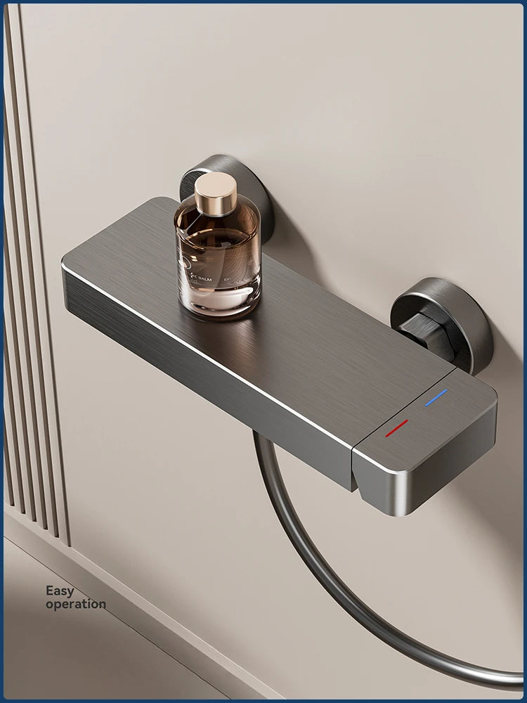 Grey Rainlfall Pressurized Bathroom Shower Set Wall Mounted Bathroom Shower Faucet Set Simple Single Function Shower System