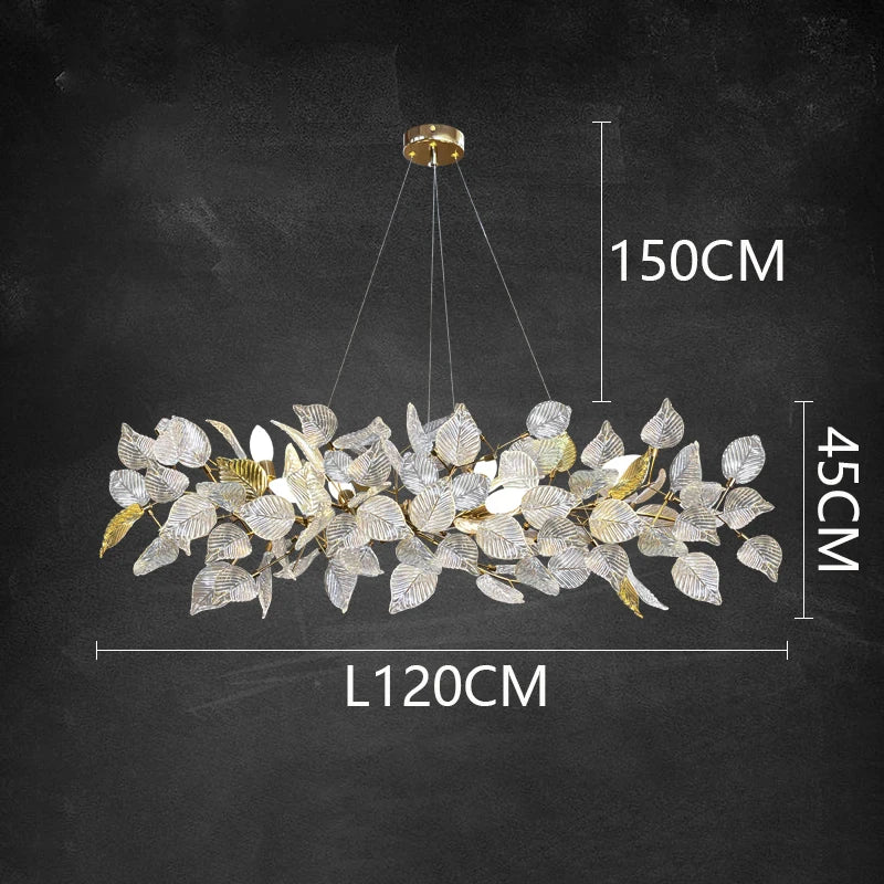 Luxury Ginkgo LED Chandelier Postmodern Glass Pendant Lamp