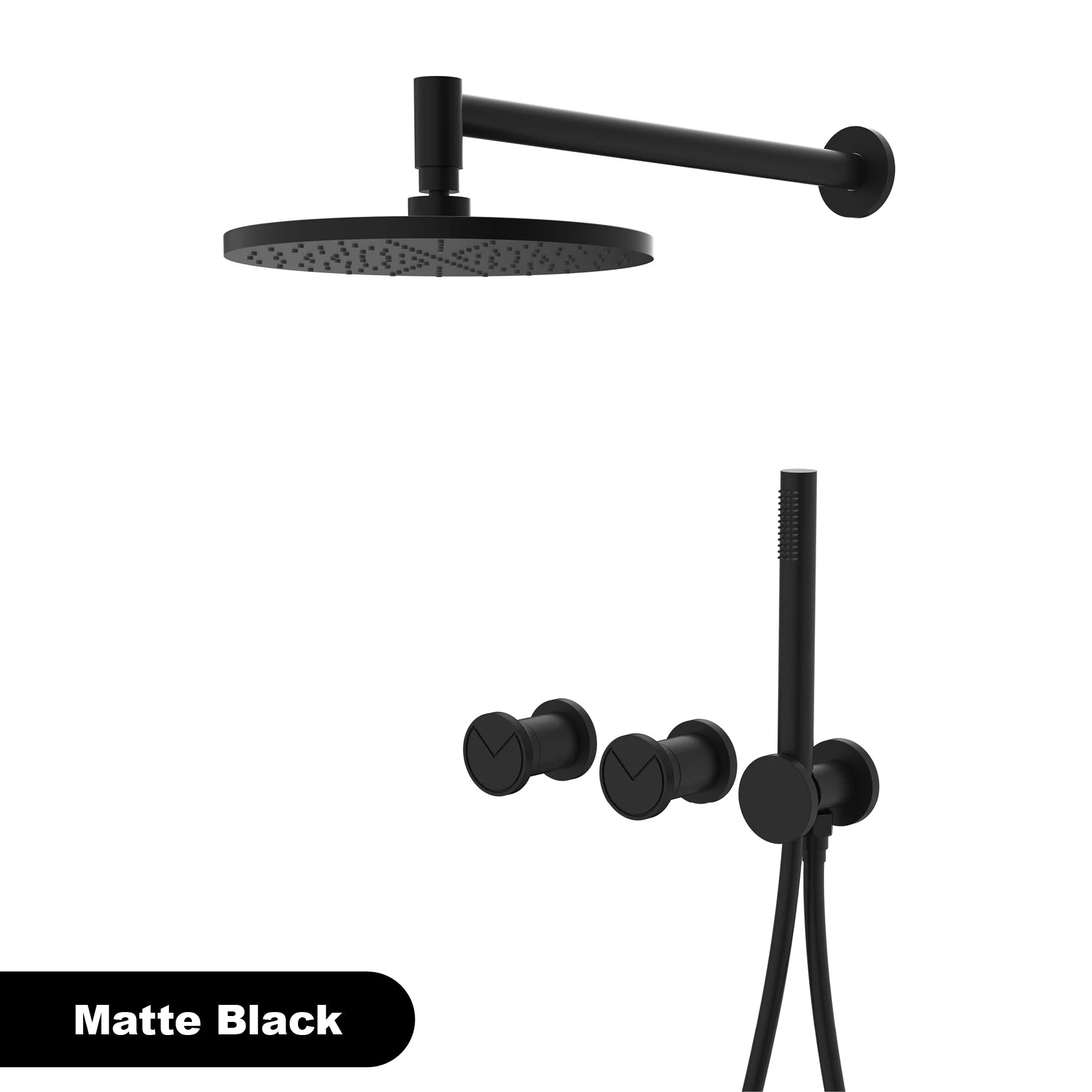 Minimalist Brown Brass Wall Mounted Rainfall Bathroom Shower System Double Handle Hot Cold Mixer Tap Adjustable Water Flo