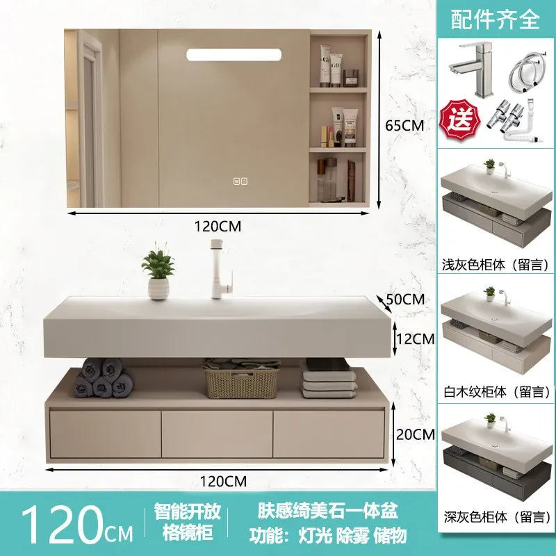 Modern Integrated Bathroom Vanity Washstand Basin, Combined Cabinet