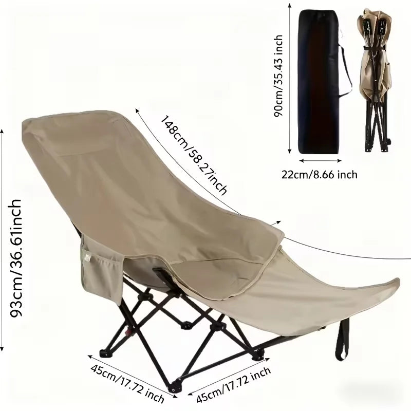 Heavy-Duty Foldable Beach Chair with Adjustable Height and Crossed Backrest