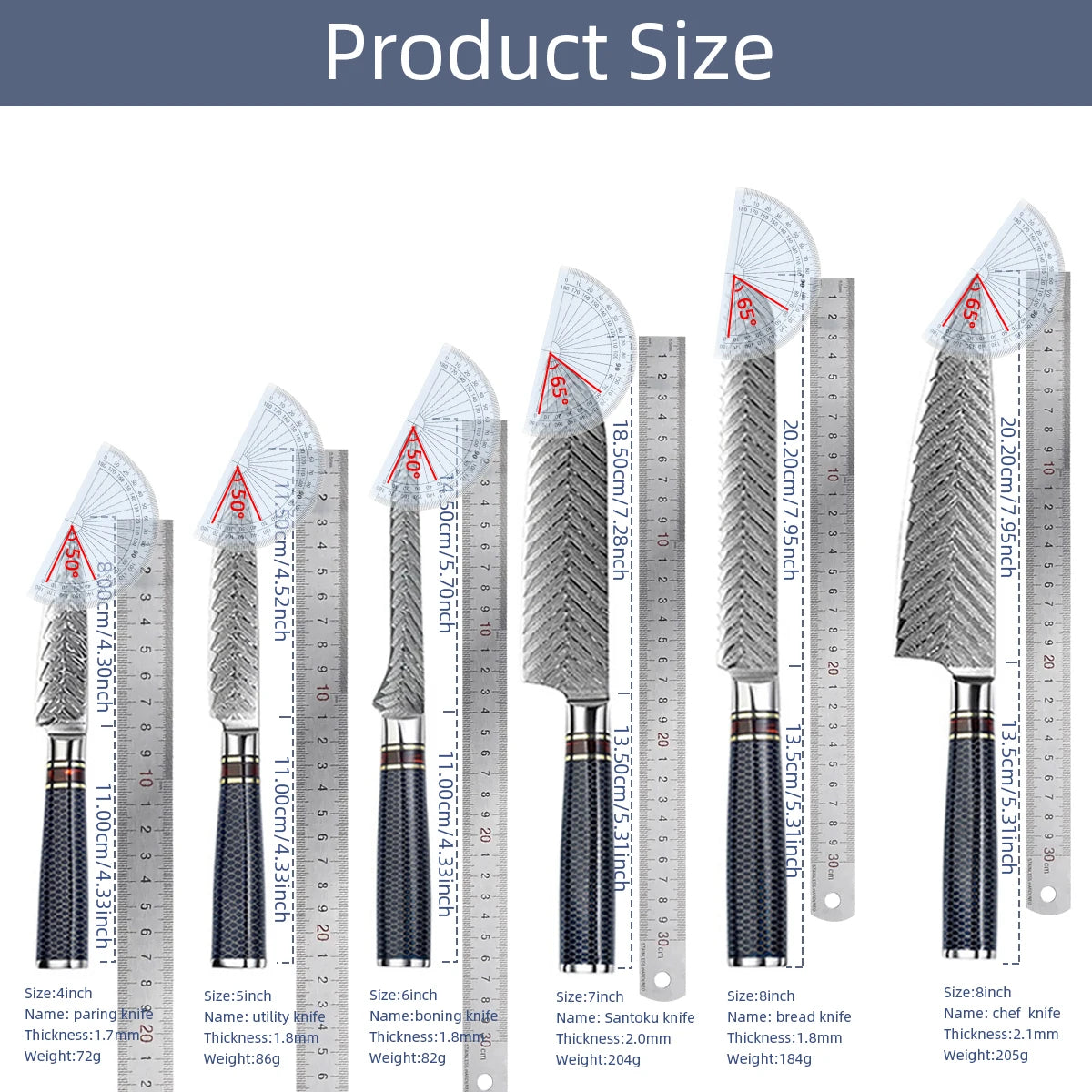 MYVIT Professional kitchen knives 67 Layers Damascus Steel Knife Set 4-8 inch knive Japanese Chef Knifes durable and sharp