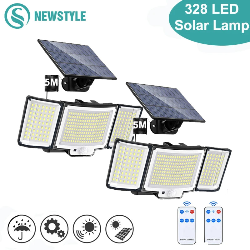 238/328 LED Solar Outdoor 348Wall Lamp IP65, Motion Sensor Solar 3 Mode Street Light