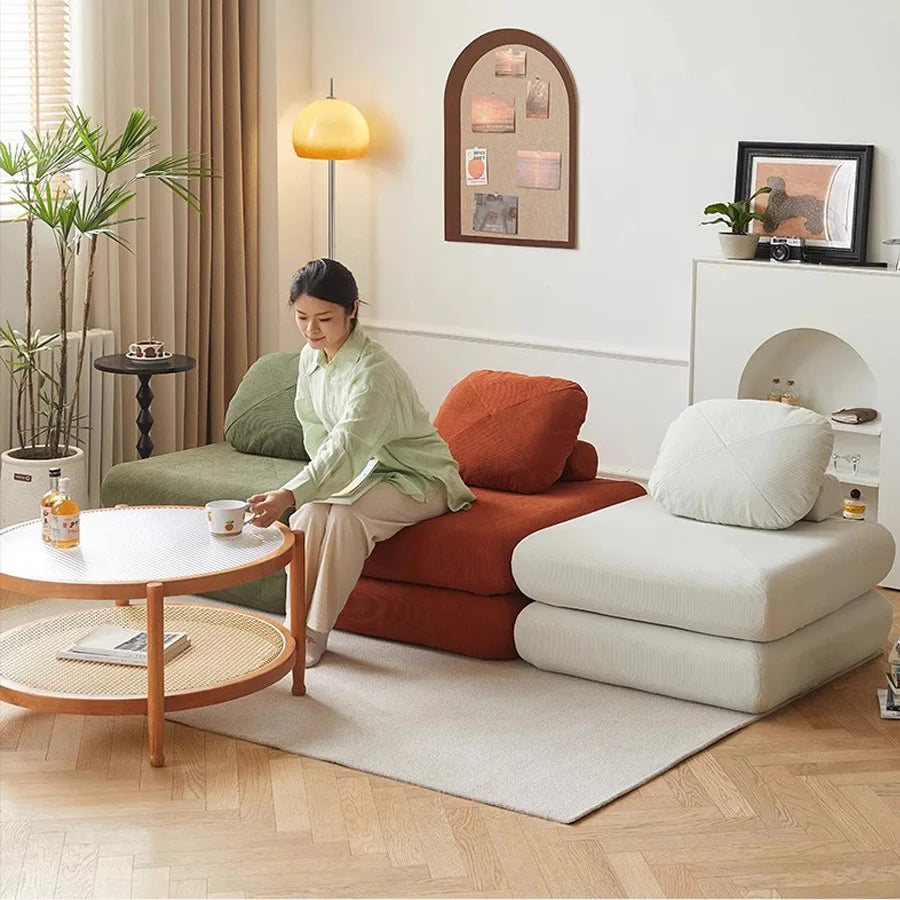 Fabric single, small-sized living room folding dual-use sofa, sofa bed