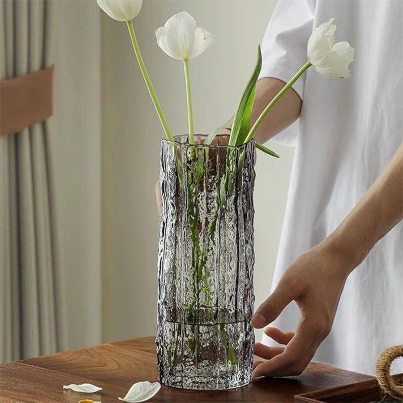 1PCS Minimalist Wind Glacier Vase Transparent Glass Vase