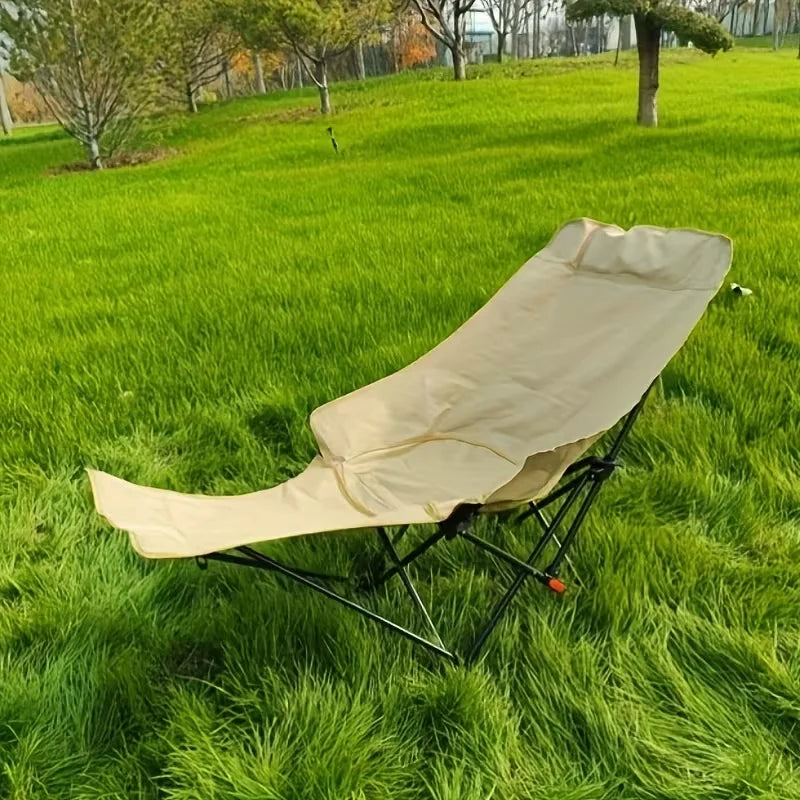 Heavy-Duty Foldable Beach Chair with Adjustable Height and Crossed Backrest