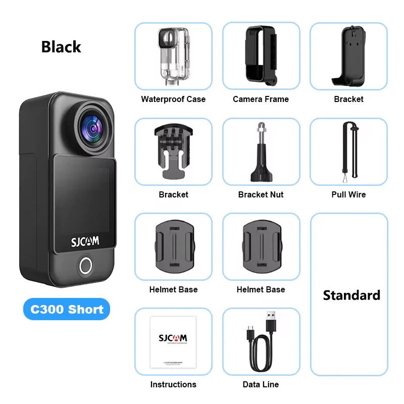 SJCAM C300 Pocket Action Camera 4K FHD Long Battery Life 30M Waterproof 5G WiFi Mini Thumb Cam