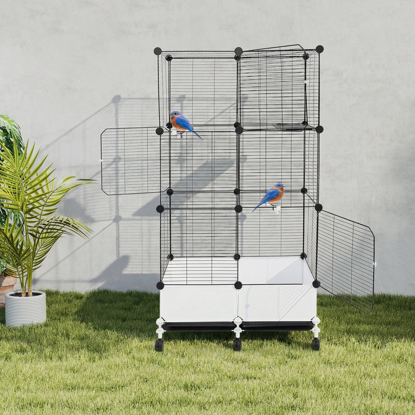 Large Parrot Cage, Standing Bird Cage 29x14x55 Inch, Spacious Birdcage with Splash Guard & 6 Locking Wheels
