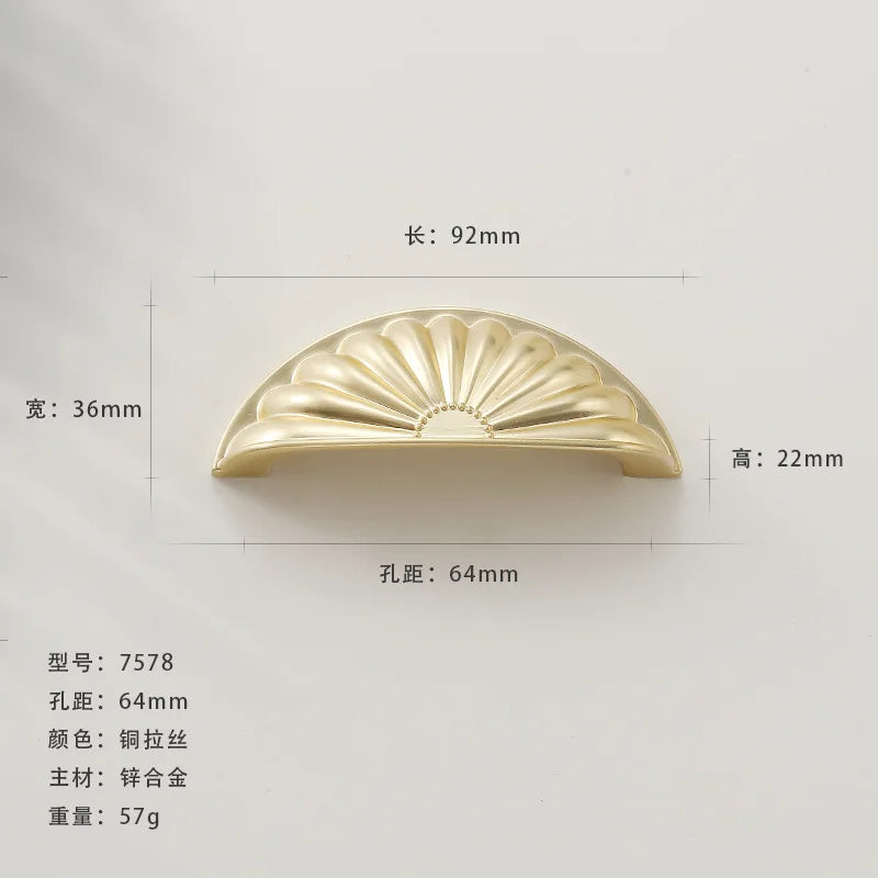 French-style Golden Wardrobe Door Handle Copper-finish, Single-hole Drawer Knob,
