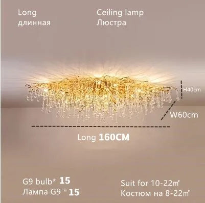 Nordic Luxury Gold LED Crystal Chandelier