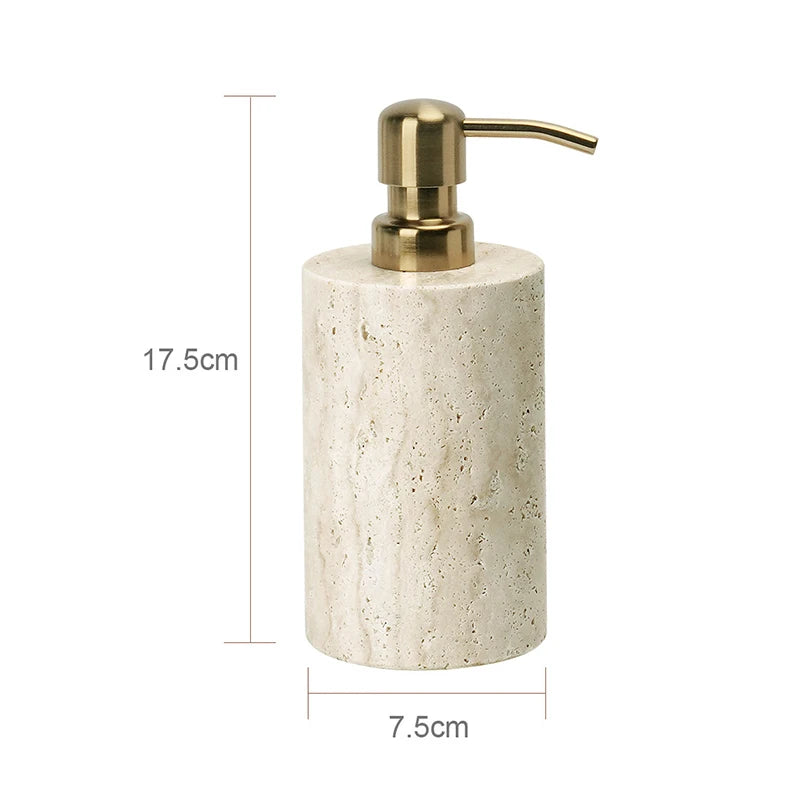 Travertine Bathroom Accessories Set Luxury Soap Dish Soap Dispenser Reed Diffuser Tissue Box Tray Bathroom Set