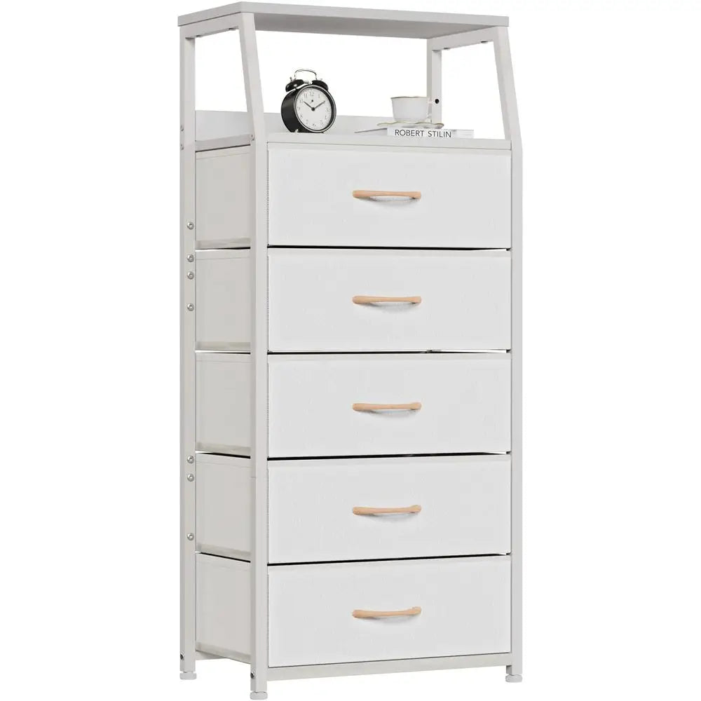 5-Tier Metal and Wood Storage Unit with Open Shelf