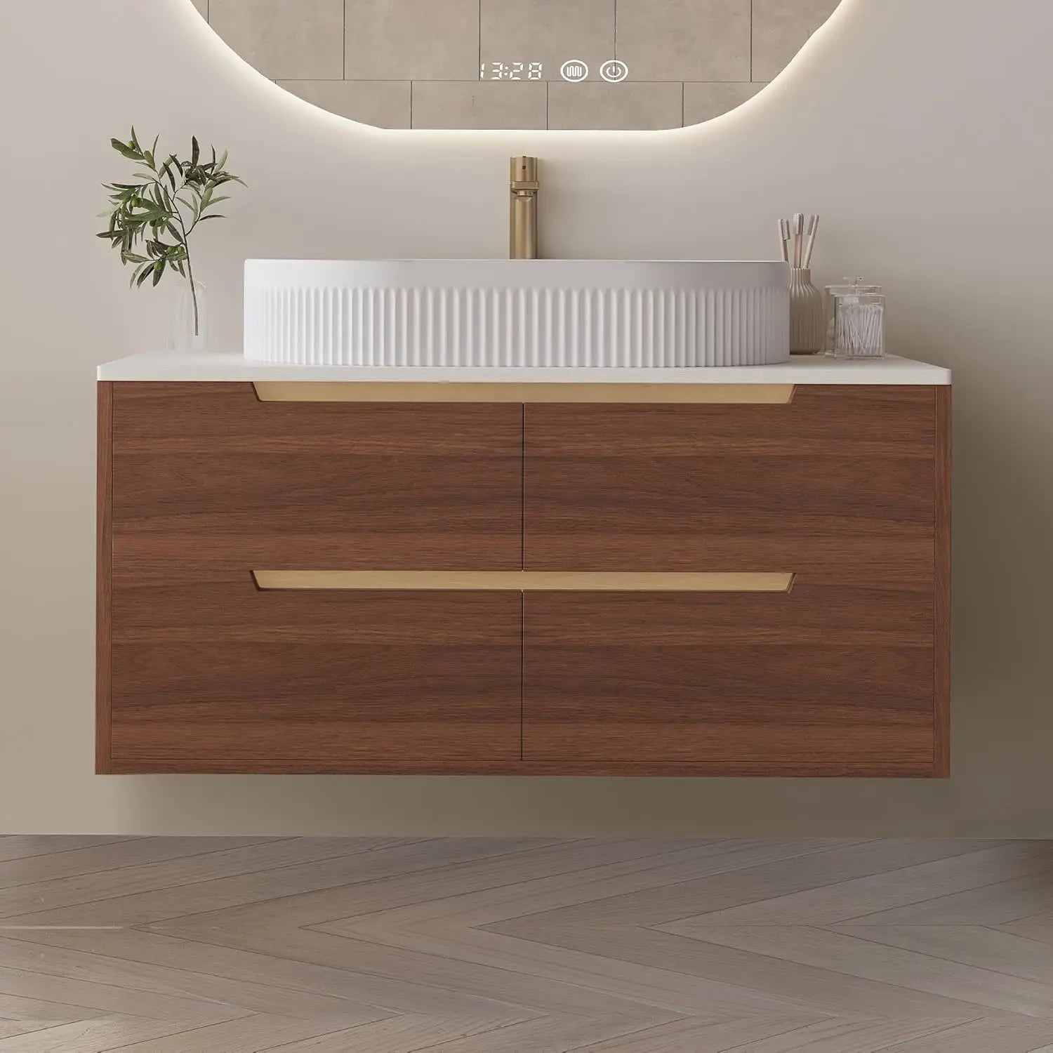 36 inch Bathroom Vanity with Sink and Countertop, Modern Freestanding Bathroom Vanity Cabinet with Oval Ceramic Vessel, Custom
