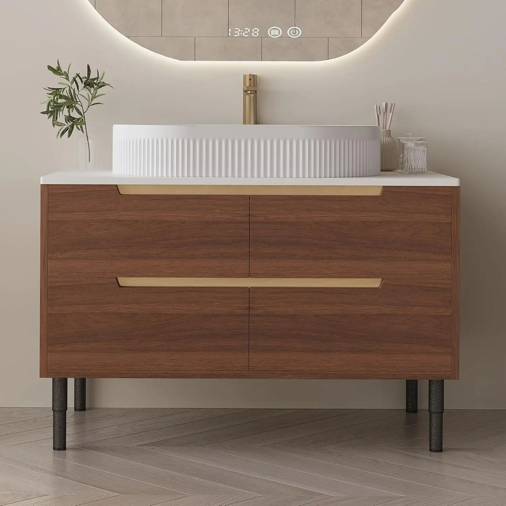 36 inch Bathroom Vanity with Sink and Countertop, Modern Freestanding Bathroom Vanity Cabinet with Oval Ceramic Vessel, Custom