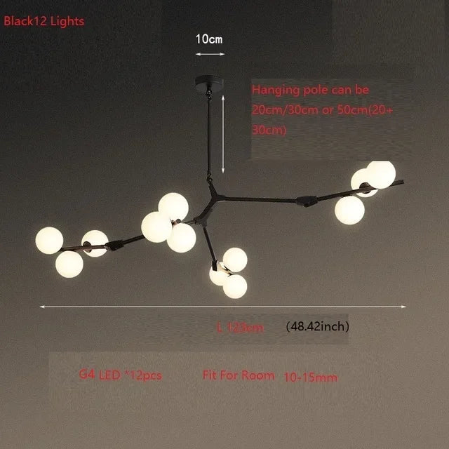 Nordic New Molecular Glass Ball Chandelier