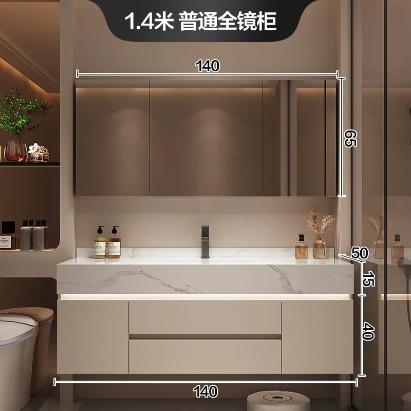Luxury Bathroom Vanity Cabinet with Storage, Mirror, Wall Shelves