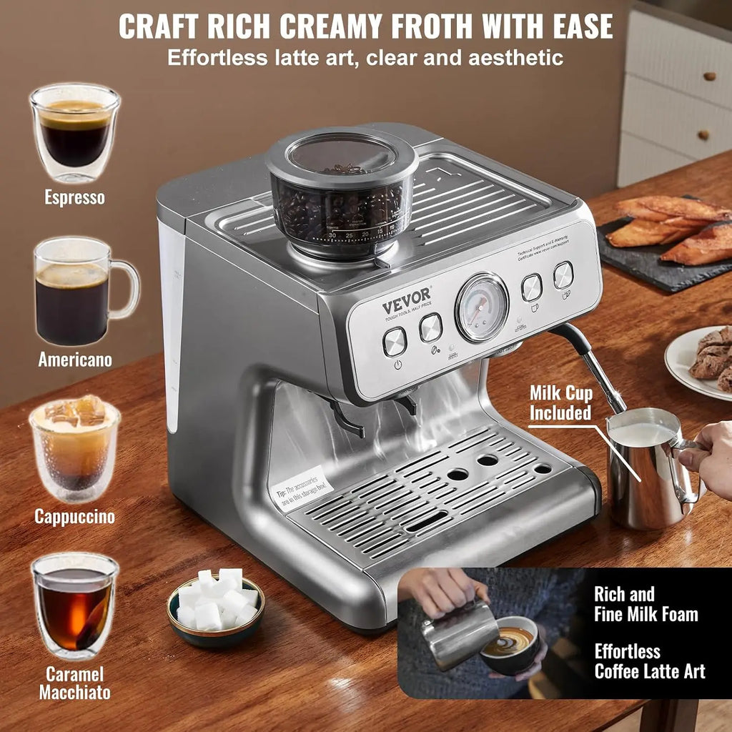 Espresso Machine Built-in Grinder,