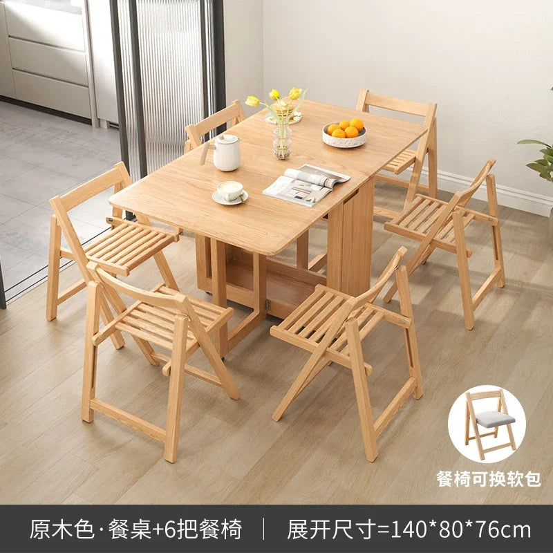 Folding Dining Table Set 6 Chairs, Luxury Modern Space Savers
