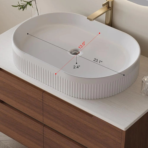 36 inch Bathroom Vanity with Sink and Countertop, Modern Freestanding Bathroom Vanity Cabinet with Oval Ceramic Vessel, Custom