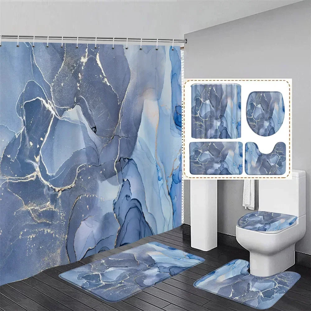 Abstract Art Bathroom Decor Door Rug Bath Mat Toilet Lid Cover