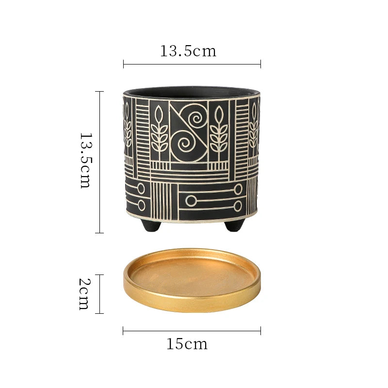 Simple Cylindrical Ceramic Flower Pot,, Succulent Plant Potted Garden Decoration