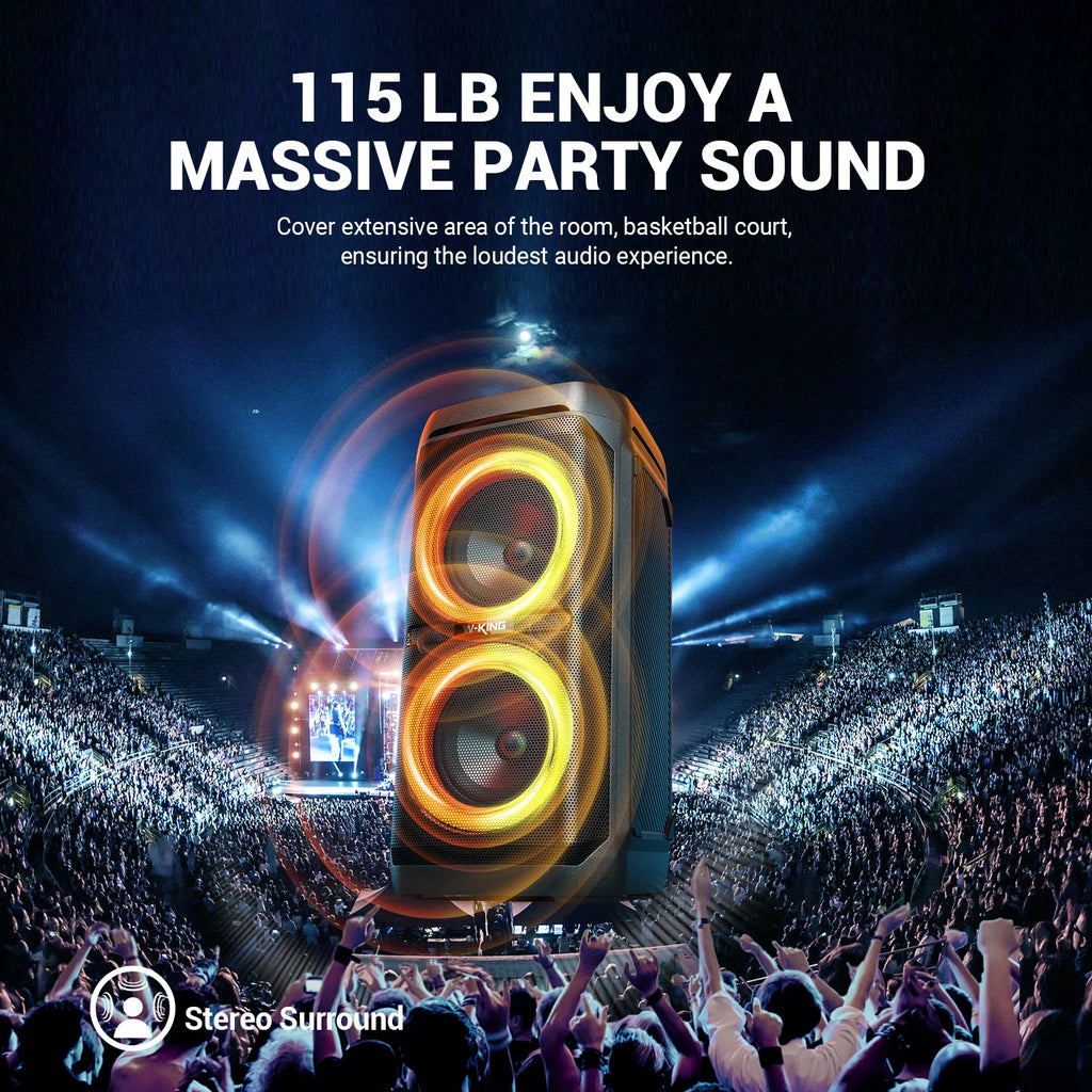W-KING T11 100W RMS Bluetooth Speakers, IPX6 Waterproof,
