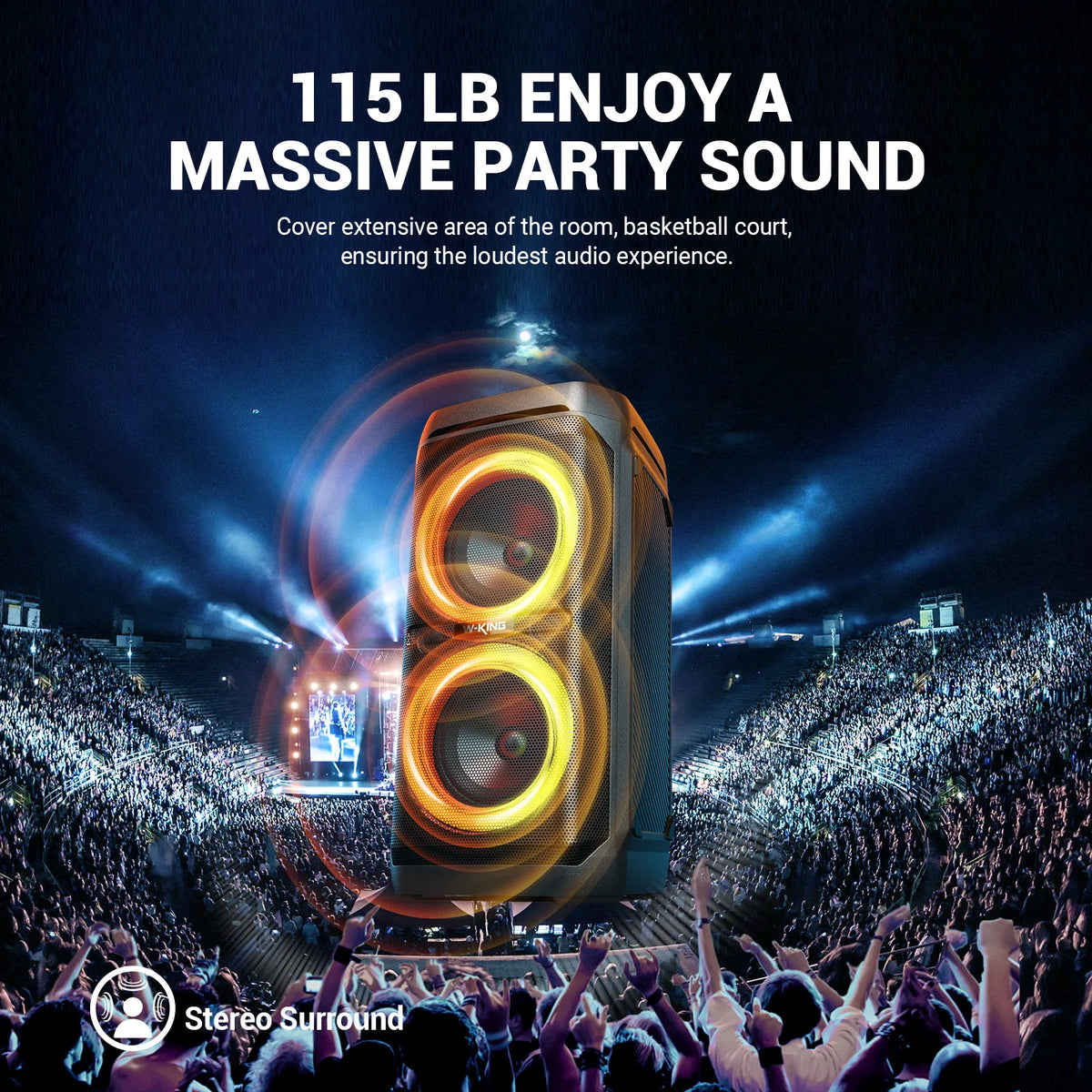 W-KING T11 100W RMS Bluetooth Speakers, IPX6 Waterproof,