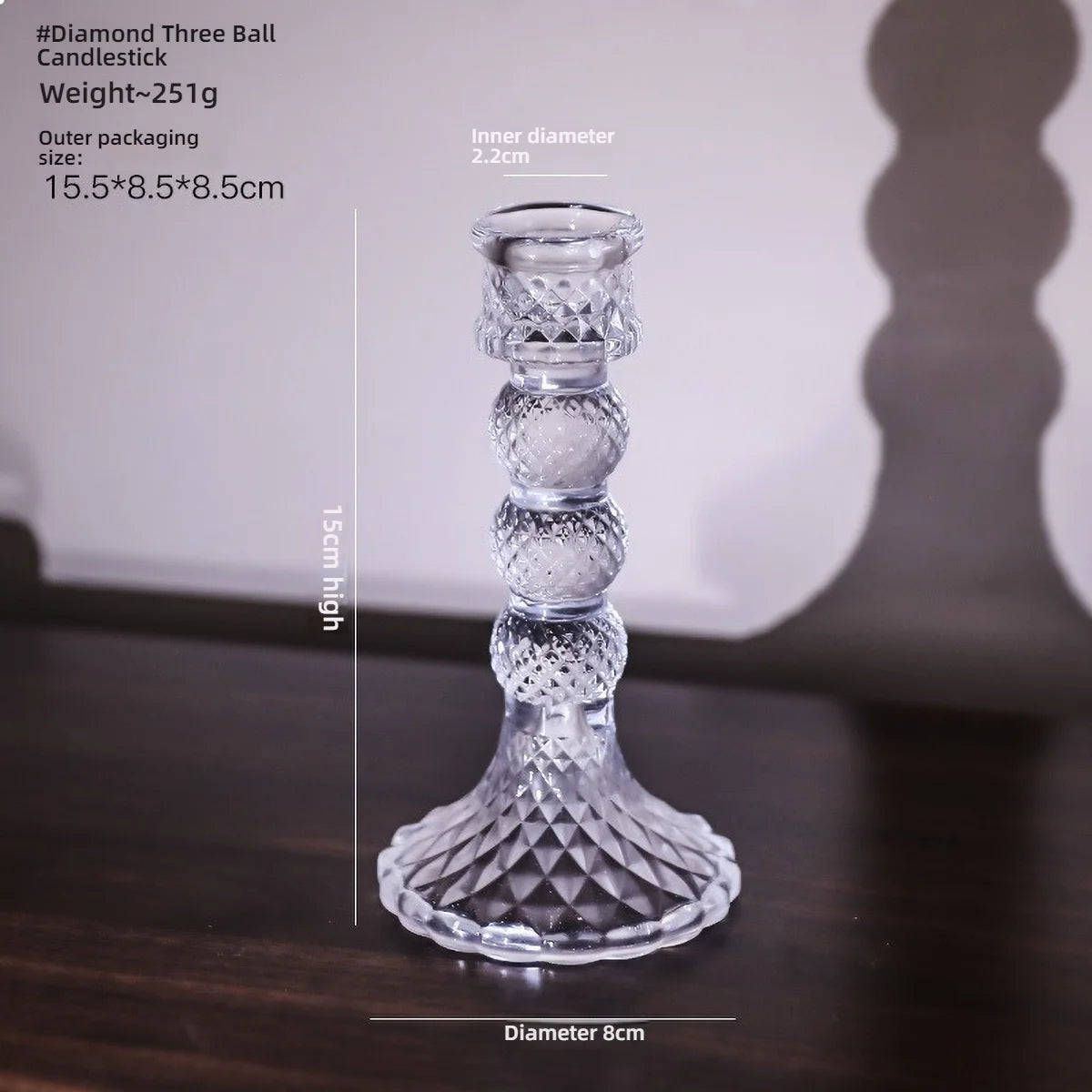 Glass Candle Wick Holder Clear Pillar Table Design Candlestick for Dining Decor