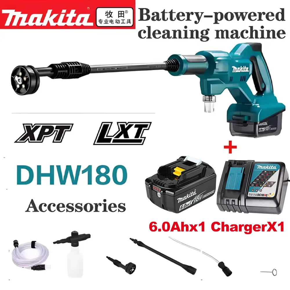 Makita DHW180 18V LXT Cordless High‑Pressure Washer Portable High‑Flow Rechargeable Battery‑Powered Cleaning Power Tool