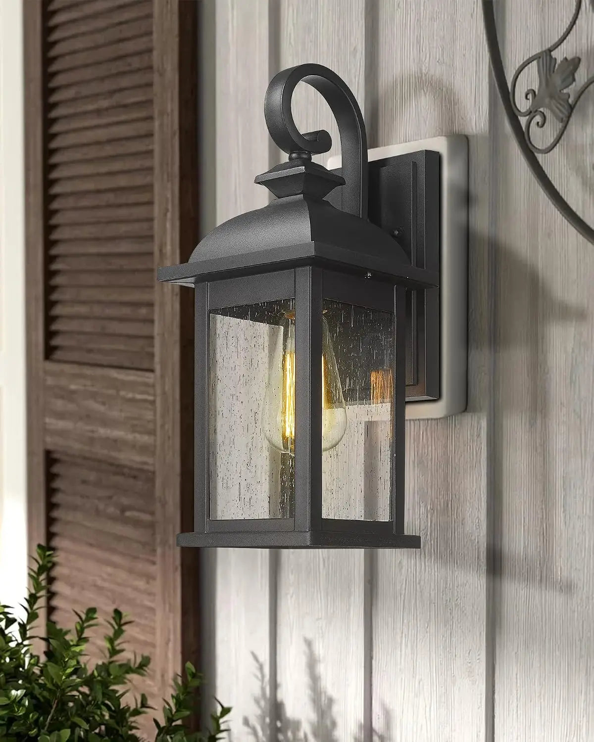 Exterior Wall Sconce, 2 Packs Outdoor Waterproof Wall Lights Fixture, E26 Socket Wall Lantern for Porch, Anti-Rust Matte Black