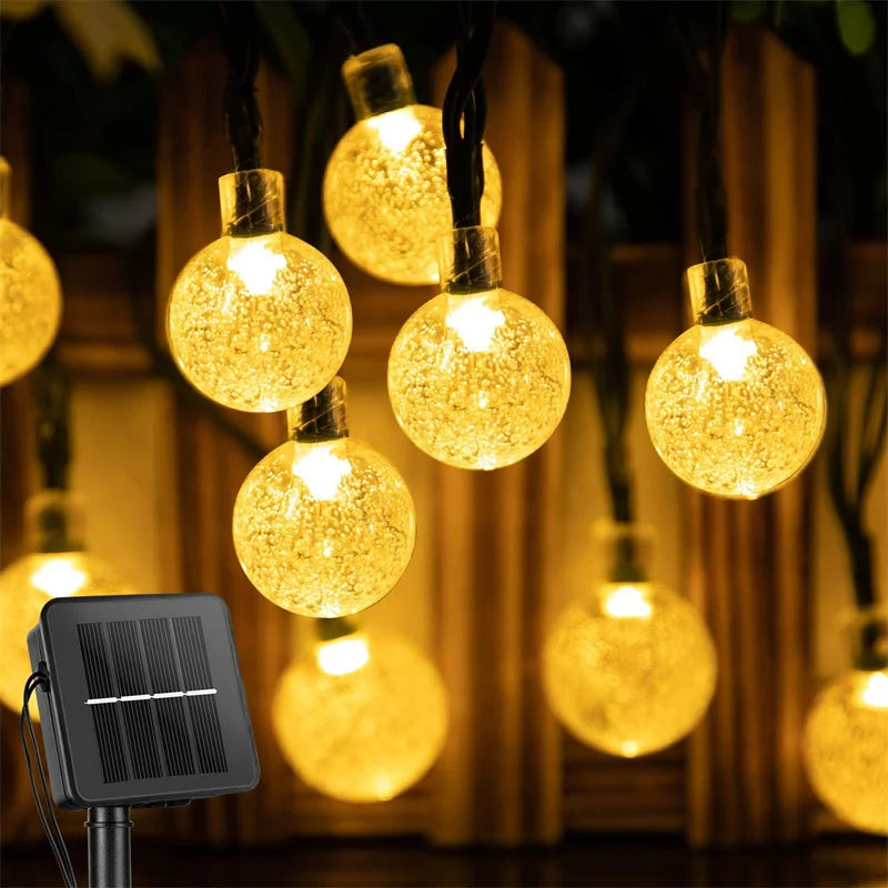 Outdoor Solar String Lights 60 LED Crystal Globe Lights